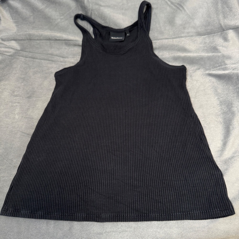 Richer Poorer Womens Tank Top Size S Black Ribbed Racerback Minimalist Capsule